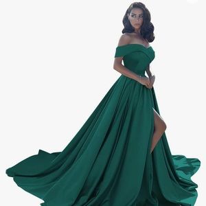 Emerald Off the Shoulder Gown